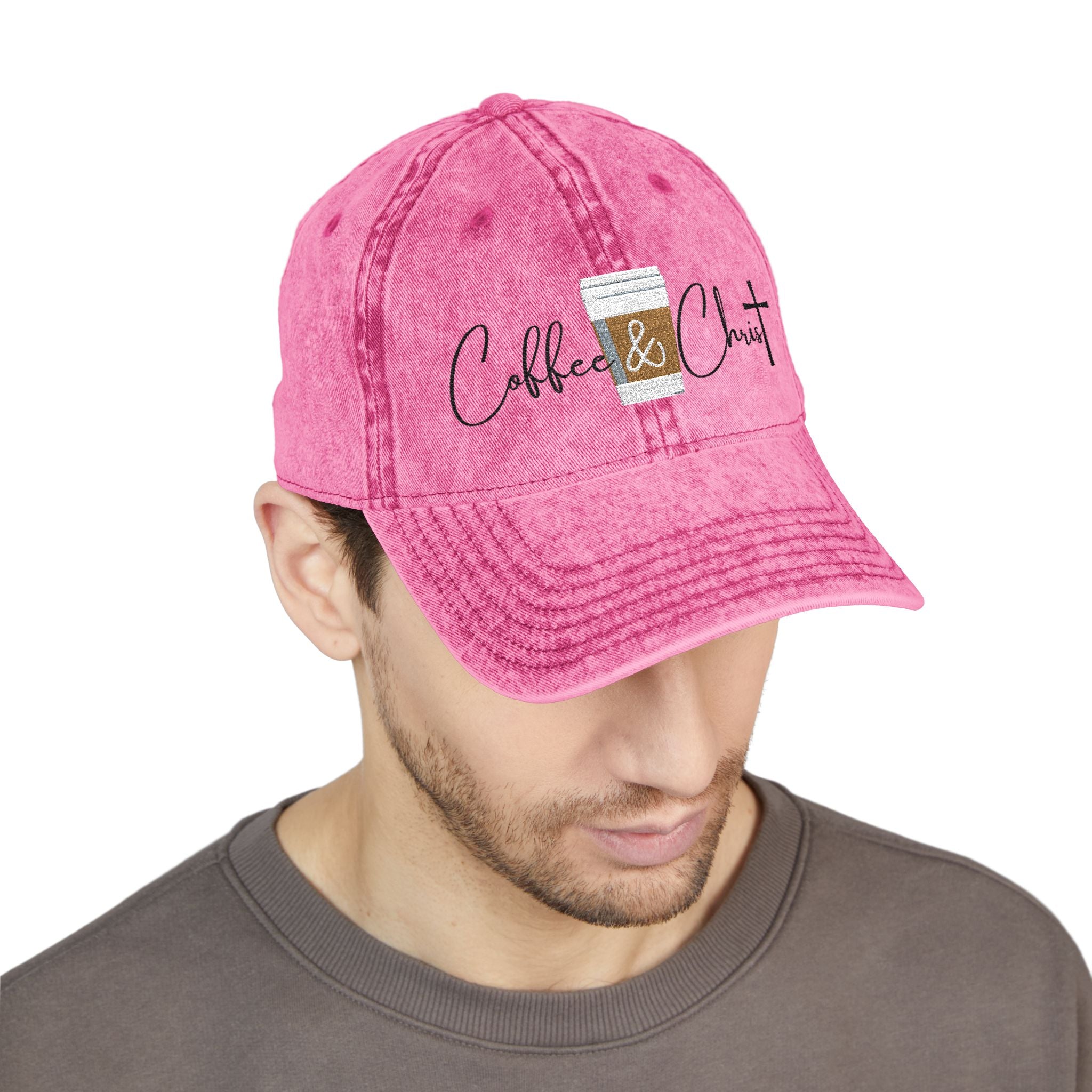 Coffee & Christ Vintage Cap - Embroidered Hat, Faith-Based Apparel, Gift for Coffee Lovers, Religious Accessories, Fashion
