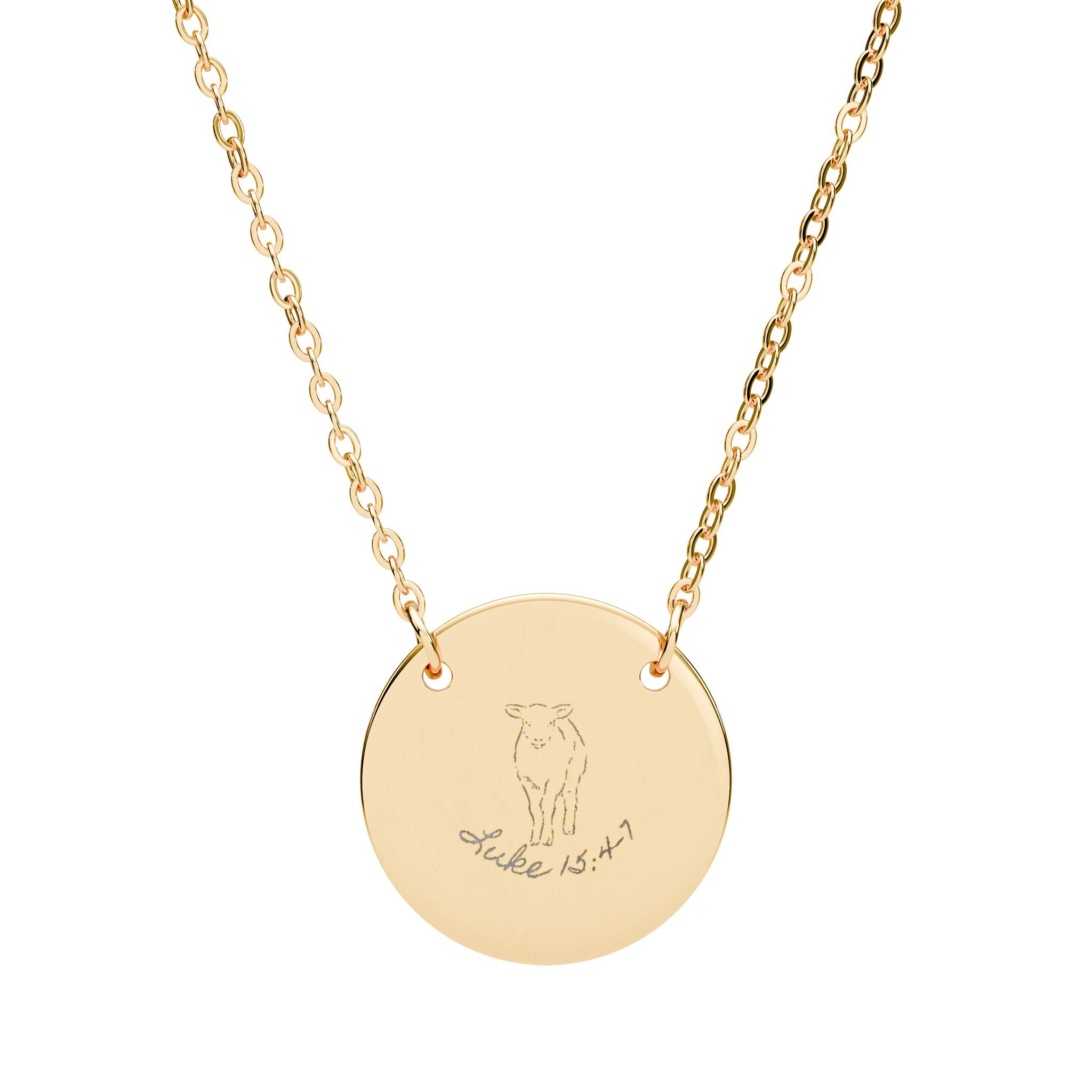 Lost lamb Circle Necklace with Engraving, Jewelry Gift, Minimalist Necklace, Christian Jewelry, Simple Circle Pendant