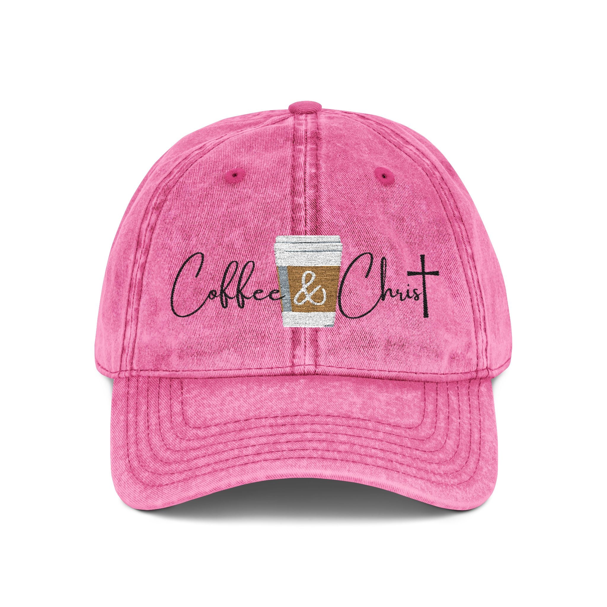 Coffee & Christ Vintage Cap - Embroidered Hat, Faith-Based Apparel, Gift for Coffee Lovers, Religious Accessories, Fashion