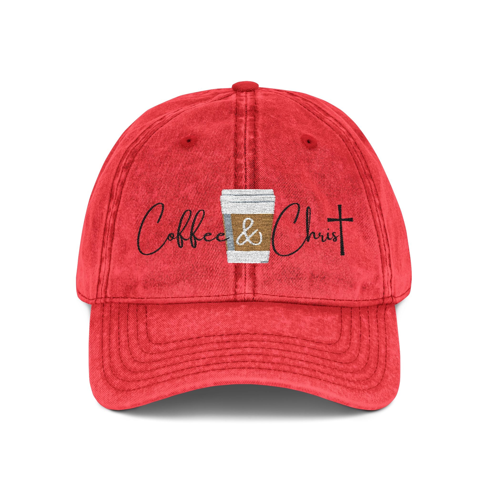 Coffee & Christ Vintage Cap - Embroidered Hat, Faith-Based Apparel, Gift for Coffee Lovers, Religious Accessories, Fashion