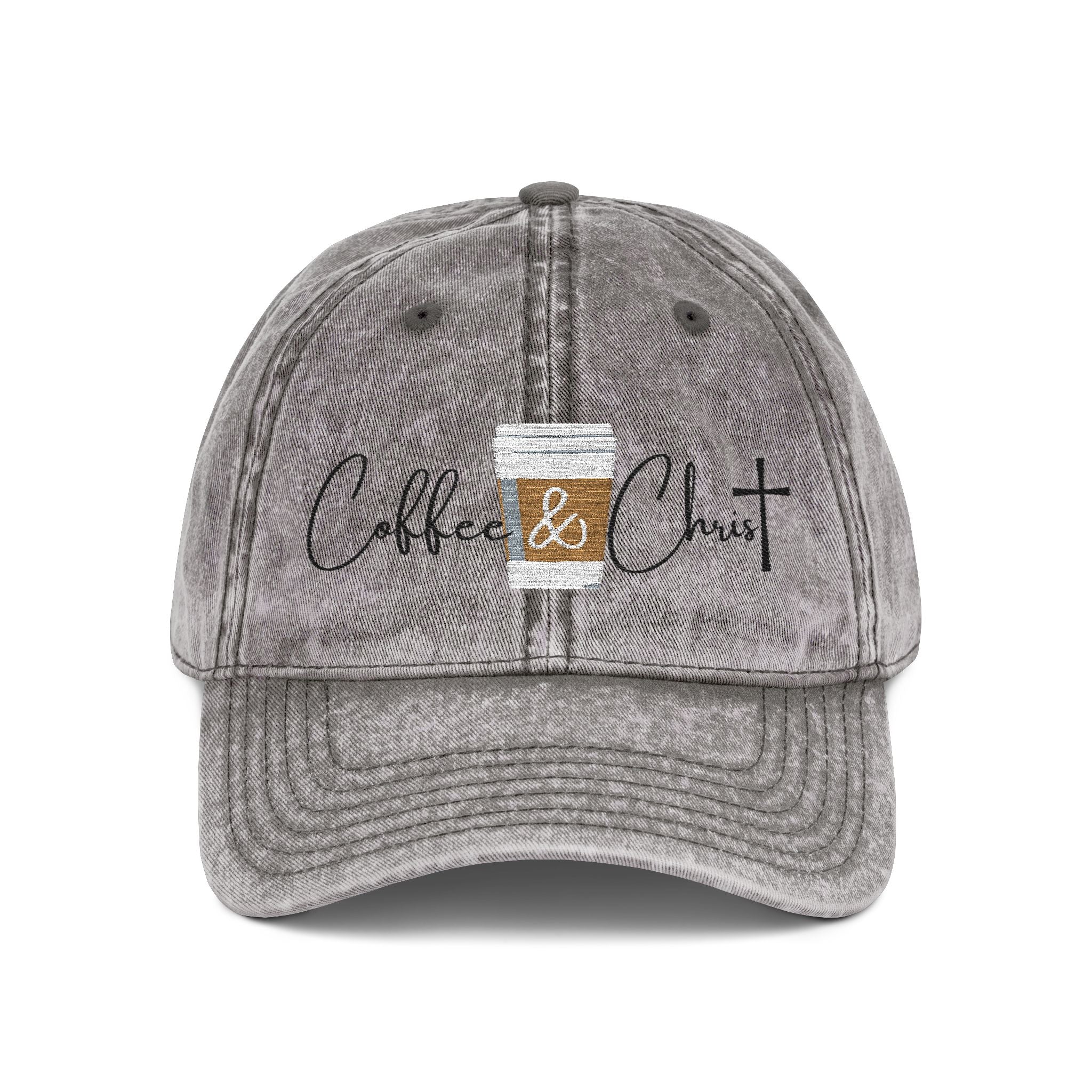 Coffee & Christ Vintage Cap - Embroidered Hat, Faith-Based Apparel, Gift for Coffee Lovers, Religious Accessories, Fashion