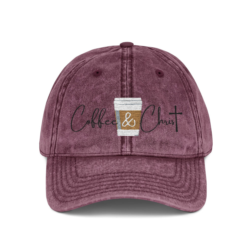 Coffee & Christ Vintage Cap - Embroidered Hat, Faith-Based Apparel, Gift for Coffee Lovers, Religious Accessories, Fashion