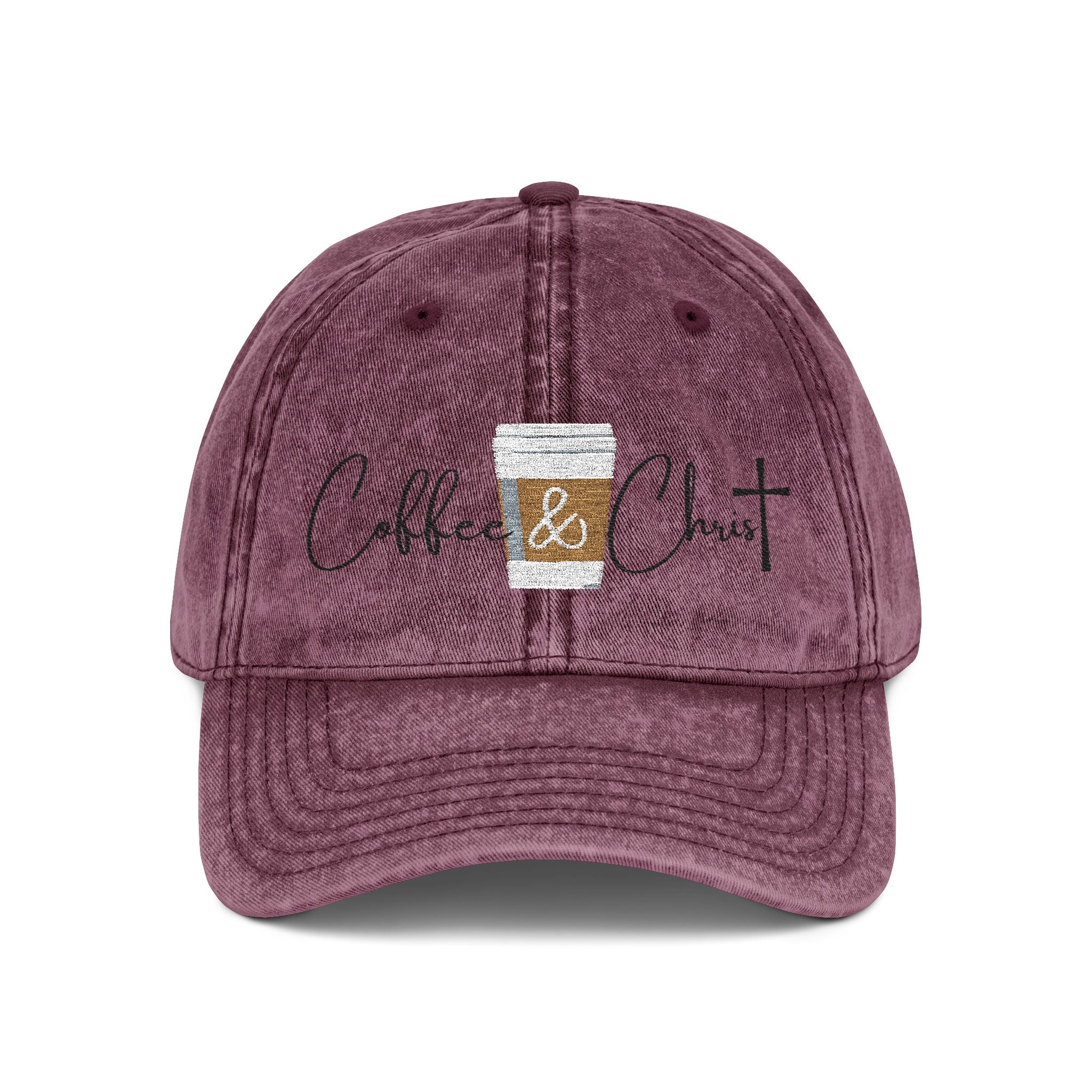 Coffee & Christ Vintage Cap - Embroidered Hat, Faith-Based Apparel, Gift for Coffee Lovers, Religious Accessories, Fashion