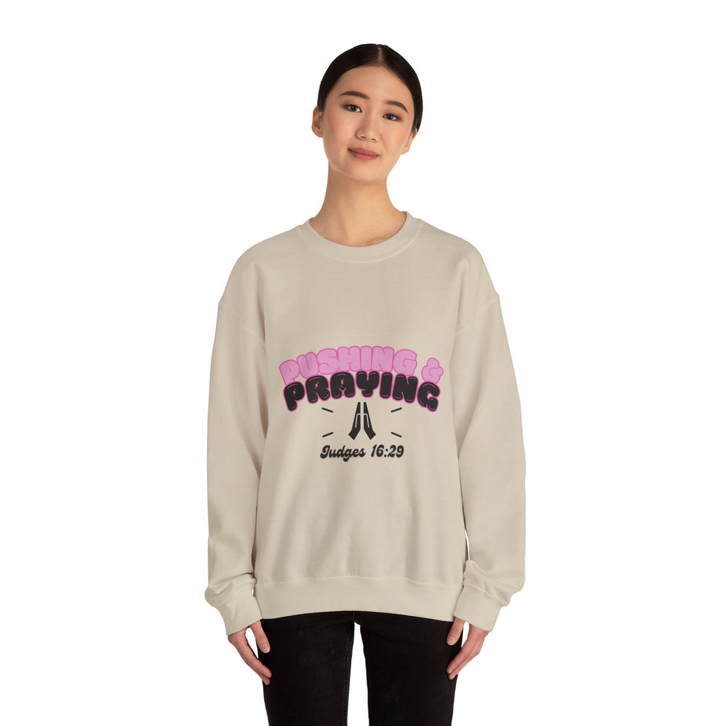 Pushing & Praying Crewneck Sweatshirt, Inspirational Sweatshirt, Faith-Based Apparel, Cozy Gift for Friends, Bible Verse Clothing, [...]