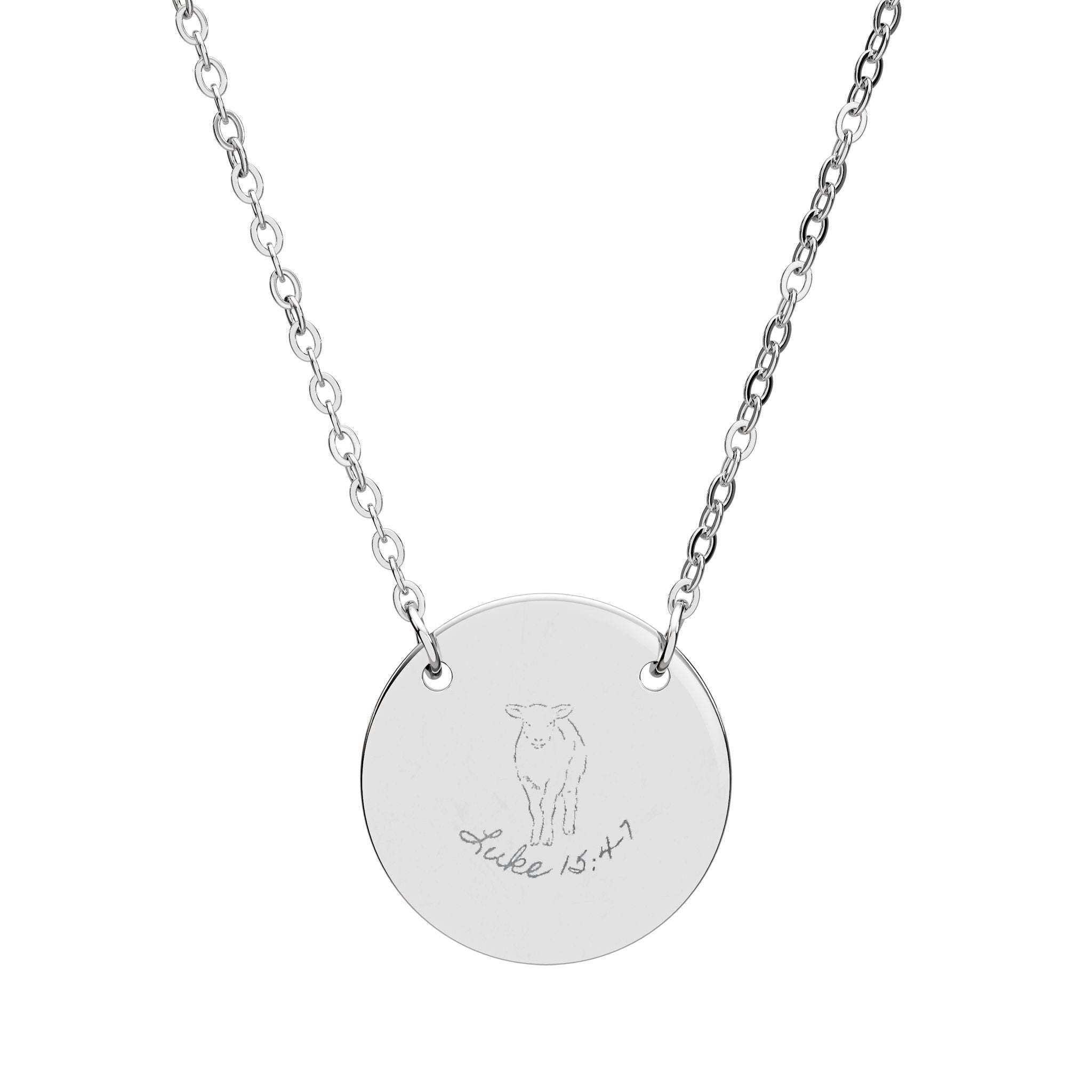 Lost lamb Circle Necklace with Engraving, Jewelry Gift, Minimalist Necklace, Christian Jewelry, Simple Circle Pendant