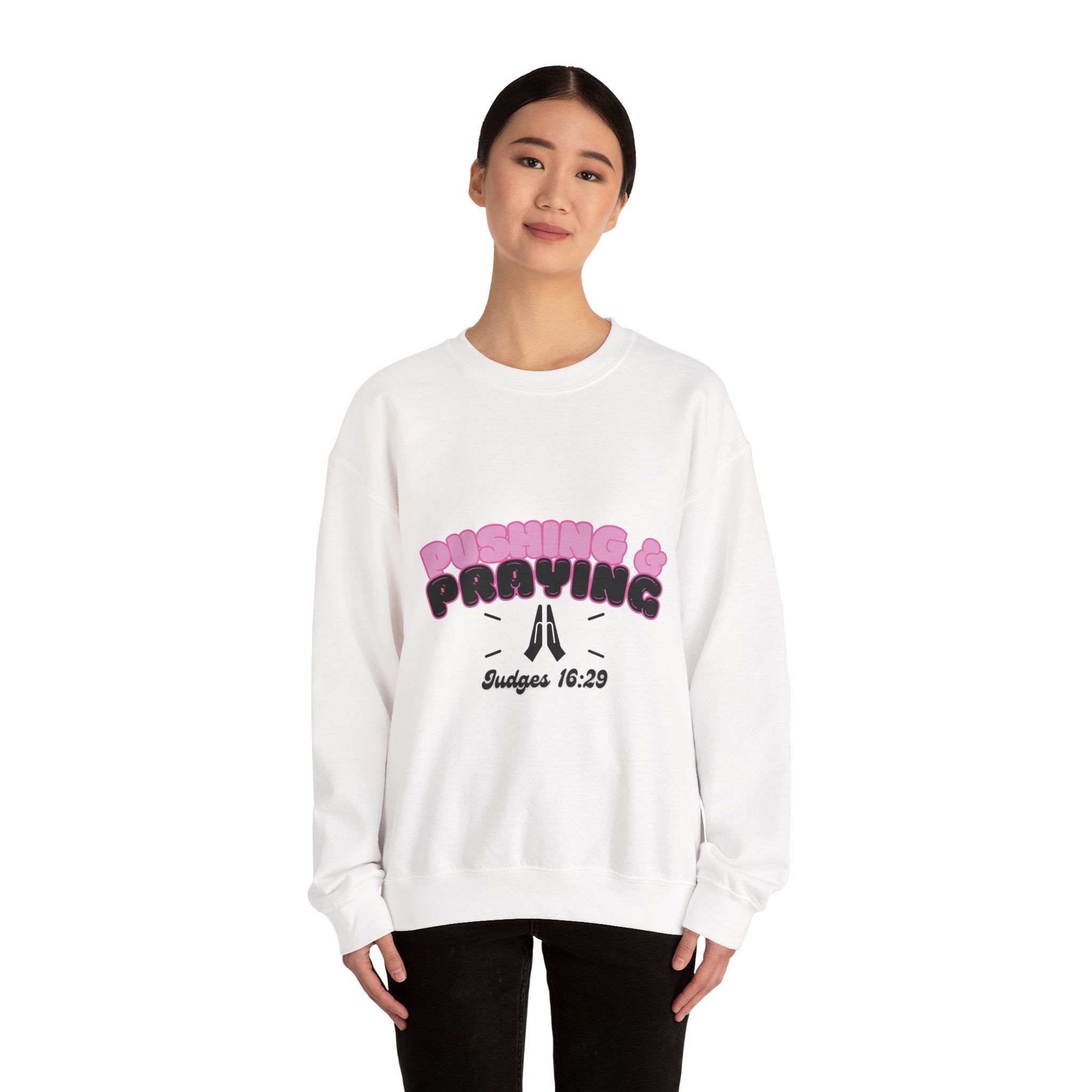 Pushing & Praying Crewneck Sweatshirt, Inspirational Sweatshirt, Faith-Based Apparel, Cozy Gift for Friends, Bible Verse Clothing, [...]